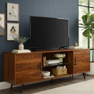 bufet tv kayu jati model minimalis modern