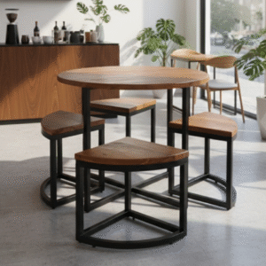 set kursi dan meja cafe kayu jati rangka besi